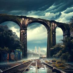 Railway arches in Sydney after storm  - AI - David Ross