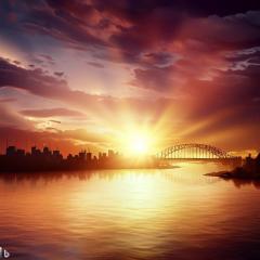 Sunset over Sydney Harbour - AI - David Ross